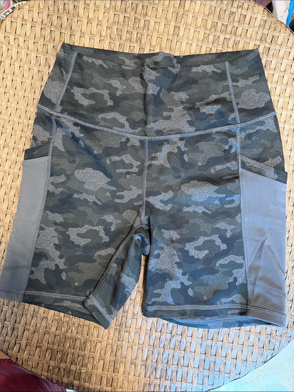 Women's Fabletics High-Waist Camo Active Shorts - Gray